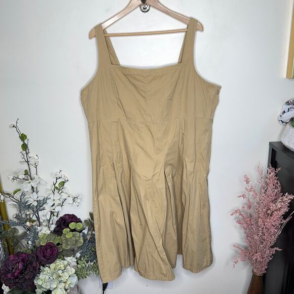 J. CREW Plus Pleated A-Line Chino Dress Khaki Tan Natural Neutral {RR11} - Picture 4 of 8